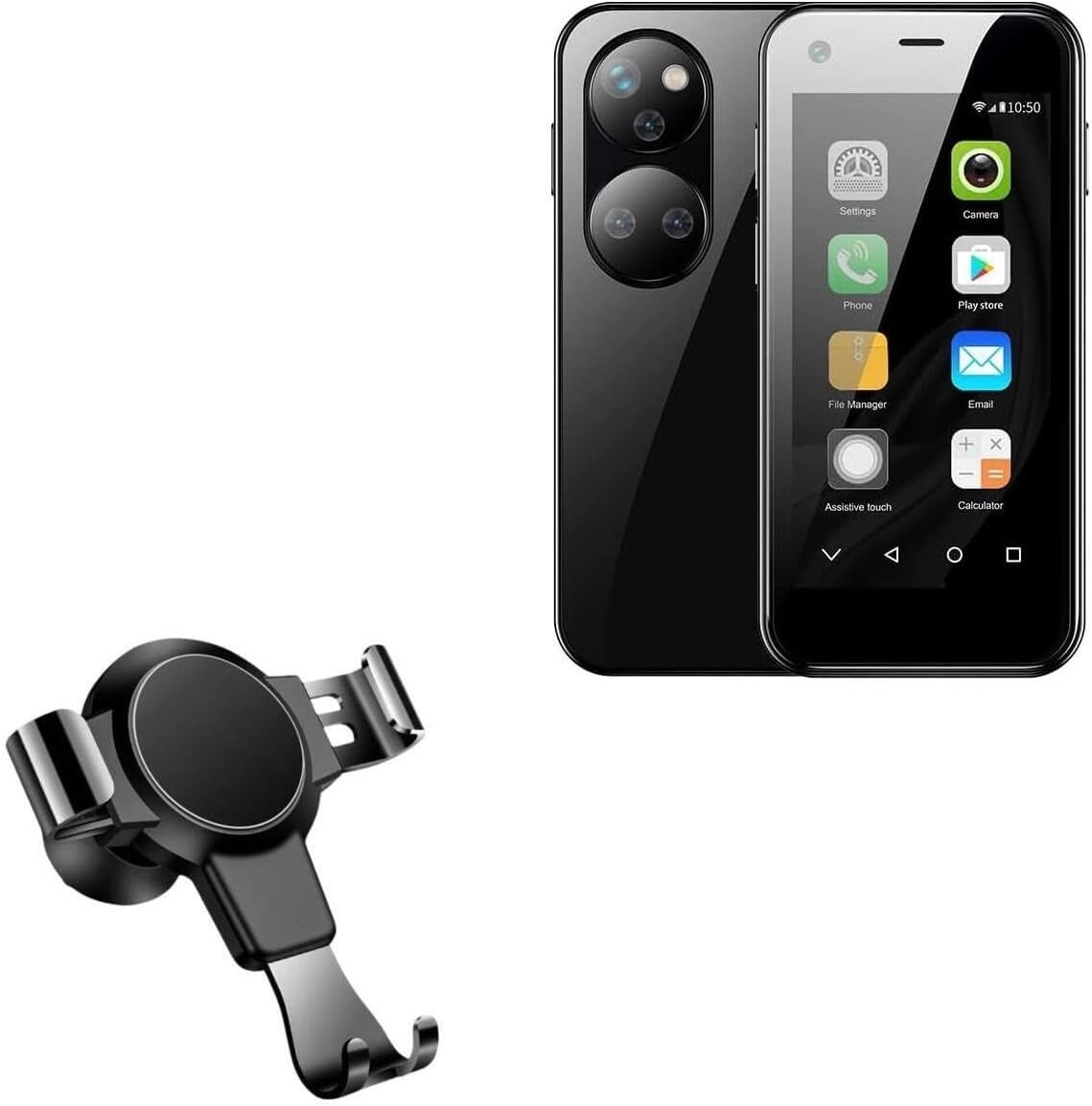 BoxWave Car Mount Compatible with Sudroid Mini Smartphone - X-Switch Car Mount, Air Vent Mounted Holder Simple Minimal - Jet Black