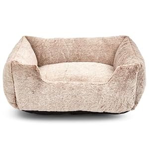 Bunty Arctic Medium Dog Bed – Super Soft, Faux Fur, Machine Washable Dog Bed for Medium Dogs – Thick Walls, Non-Slip Bottom – Cream, 69x55x20cm, Made in UK