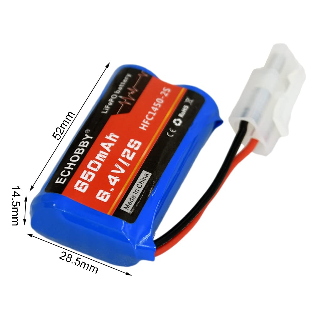 Batterie KET-2P mâle P-to-S 6,4 V 2S 650 mAh pour voiture télécommandée, buggy, camion, bateau de course (4 pièces)