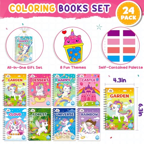 Image of ZMLM 24 Pack Unicorn Coloring Books - Birthday Party Favors for Kids 4-8
