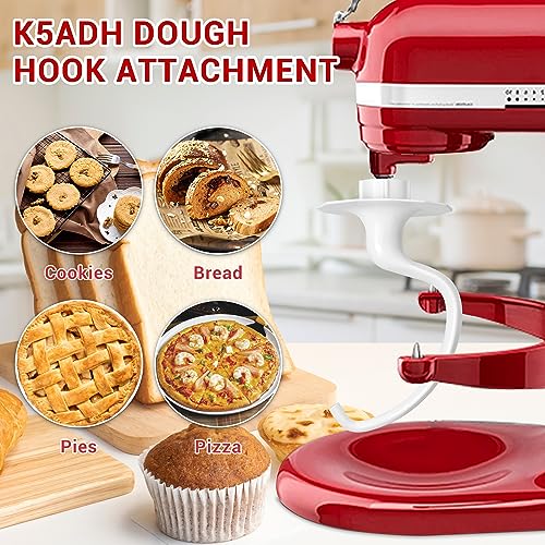 Image of K5ADH Dough Hook for KitchenAid 6 Quart Bowl-Lift Stand Mixer, Dough Hook Replacement for KitchenAid Professional 600 Series Mixers, White