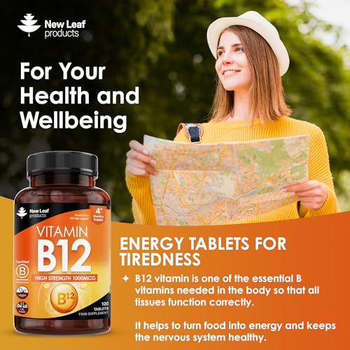Vitamin B12 High Strength Tablets - 1000mcg Vegan B12 Vitamin Methylcobalamin Supplement – Contributes to The Reduction of Tiredness and Fatigue & Immune Energy Support Made in the UK (4 Month Supply) - Image 2