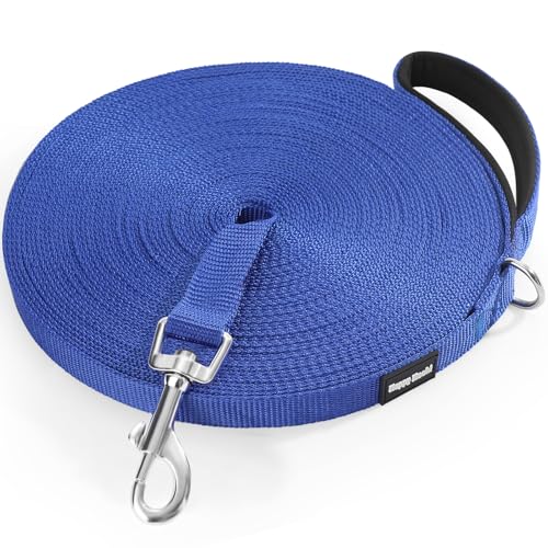 HAPPY HACHI Guinzaglio Lungo per Cani 10 Metri, Guinzaglio Addestramento per Cani Grandi, Lunghina Cane in Nylon con Fibbia Senza Grovigli, Leggero Resistente per Addestramento Passeggio, Blu