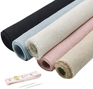 Tkanina haftowana bawełna len tkanina do majsterkowania rzemiosła pięć kolorów 50x50 cm 5 sztuk