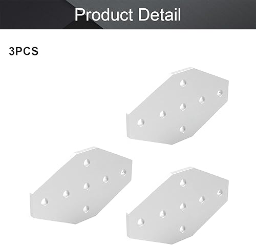 Miniatura 4 de Placa de unión exterior de aleación de aluminio MroMax, 3.94" x 2.36" x 0.16" (L x W x T) con soporte de junta de 7 agujeros, plata 2 piezas