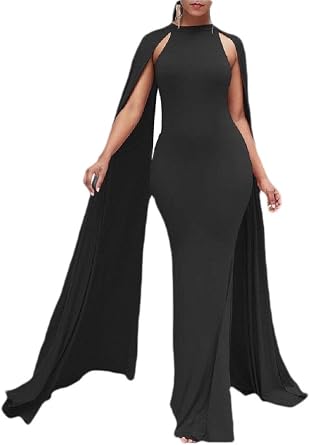 ShuangRun Vestido Largo con Capa para Mujer, Elegante Sirena, Formal para  Baile de graduación Negro Negro (L : Amazon.es: Ropa