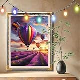 5D Diamond Painting Globo Aerostático,Paisaje,Pintura de Diamantes para Adultos,Cristal Bordado Punto de Cruz Diamante para Niños,Dibujos con Diamantes Para Decoración del Hogar,(60x80cm) 59N-375