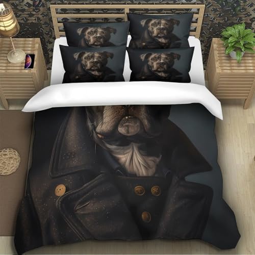 Parure de lit pitbull imprimé 3D avec housse de couette confortable en microfibre