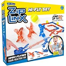 John Adams | ZipLinx - Hi-Fly Set high-Flying Chain-Reaction Fun! | Jumping Domino Action | Domino and Tile Games | Ages 6+