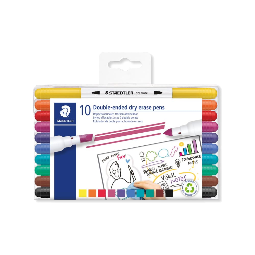 Staedtler Pack Of 10 Double Ended Dry Erase Pens