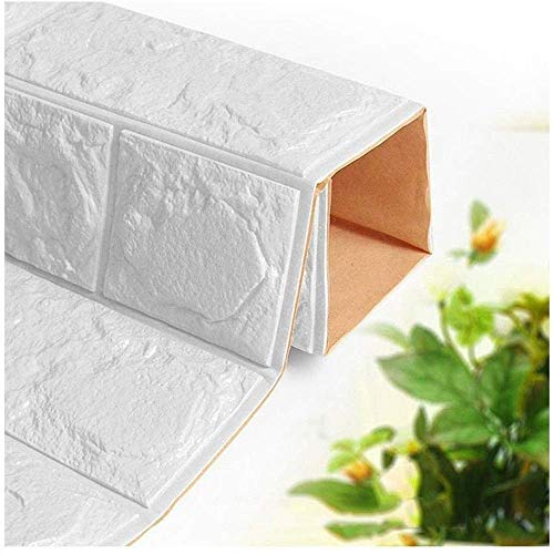 Papier peint en briques blanches 3D pour masquer les défauts des murs sans travaux - 3