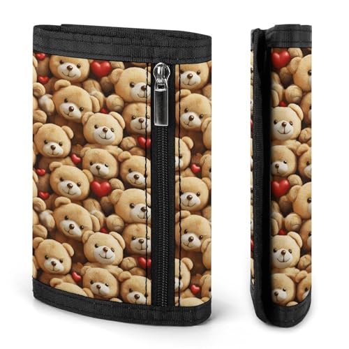 Cute Bear Heart Print Wallet for Men, 8 Credit Card Holder Slim Minimalist Front Pocket Small Mens Bifold Wallets2