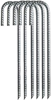 IME Steel Ground Stakes Heavy Duty Galvanized Steel J Hooks Anchors, Garden Stake Pegs for Camping Tents Trampoline Canopies Animals Playset Sheds Car Ports Swing Sets (12 inch,6pack)