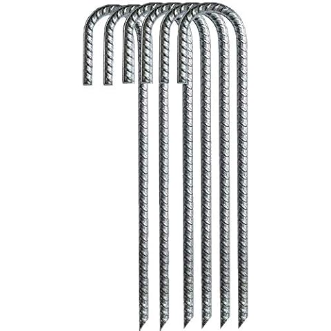 IME Steel Ground Stakes Heavy Duty Galvanized Steel J Hooks Anchors, Garden Stake Pegs for Camping Tents Trampoline Canopies Animals Playset Sheds Car Ports Swing Sets (12 inch,6pack) Cover