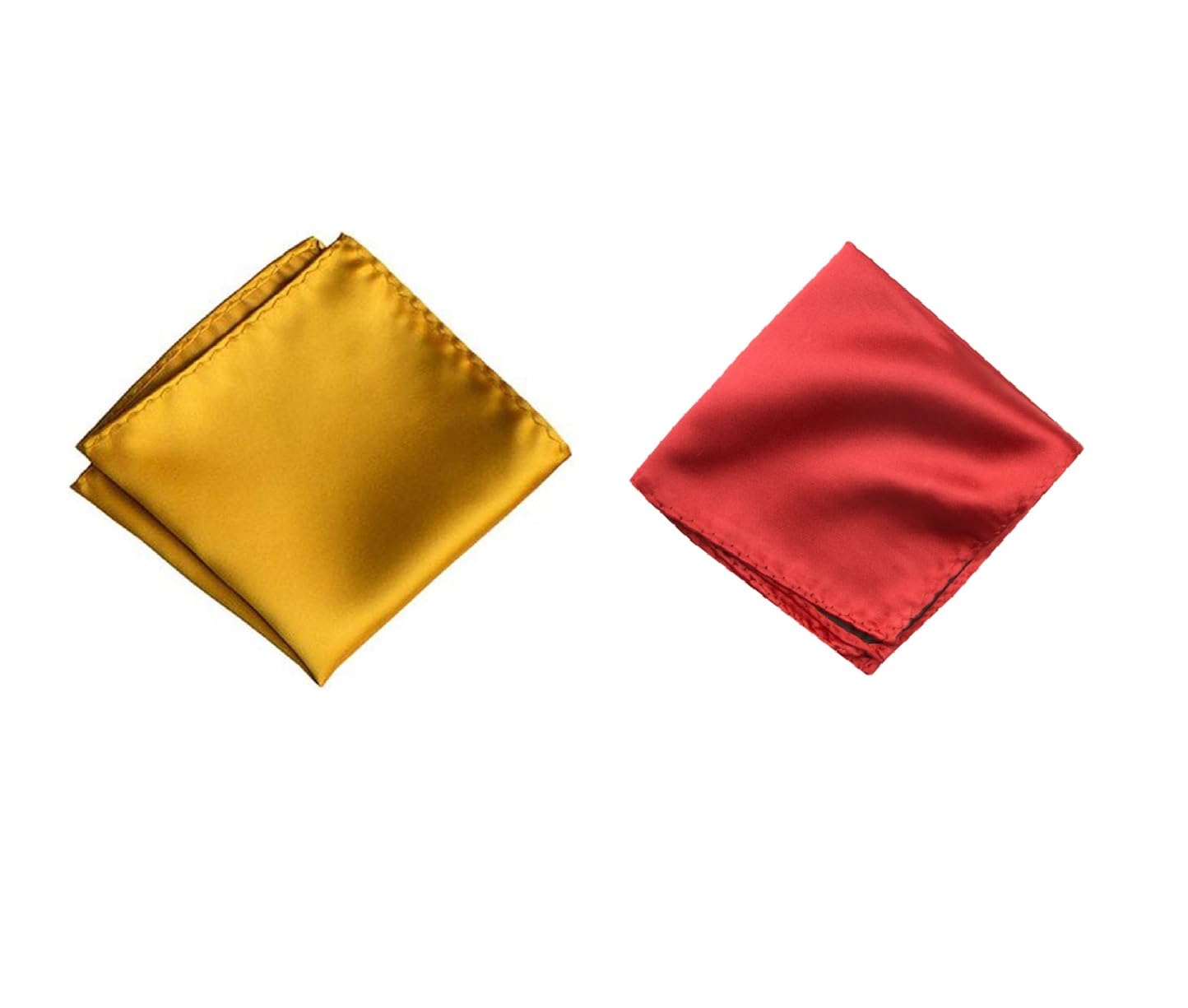 Men's Pocket Square Set – Mustard & Red (Pack of 2) | 10x10 inch Satin Handkerchief for Wedding, Sherwani, Suit, Blazer & Ethnic Wear-image-47