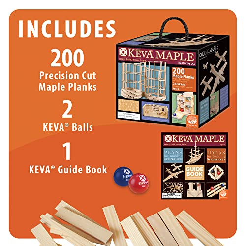 Mindware Keva Maple 200 Planks - Free-Form 3D Building For Kids - Create Your Own Architecture Designs Wood Blocks #TOP2
