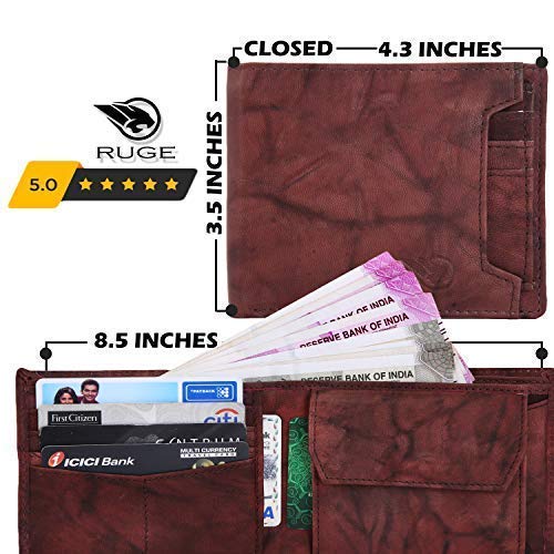 Image of RUGE Light Antique Brown Leather Men's RFID Wallet (RO-MD7A-65)
