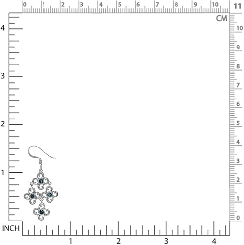 Miniatura 2 de Silvershake Round Shape Birthstone Gemstone White Gold Plated 925 Sterling Silver Flower Chandelier Earrings Jewelry for Women