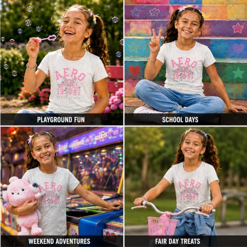 Image of Girls T Shirts - Soft Cotton Blend Short Sleeve Cute Graphic Tees - Classic Crewneck Logo Tee Girls Shirts (Sizes: 7-16)