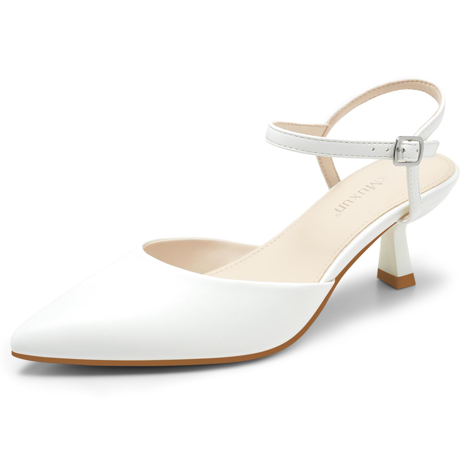 Photo 1 of MaxMuxun Women's Pointed Toe Kitten Heels with Ankle Strap