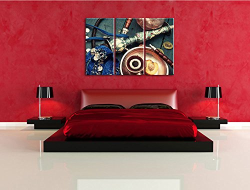 Orientalische Shisha Aprikose 3-Teiler Leinwandbild 120x80 Bild auf Leinwand, XXL riesige Bilder fertig gerahmt mit… – Bild 4