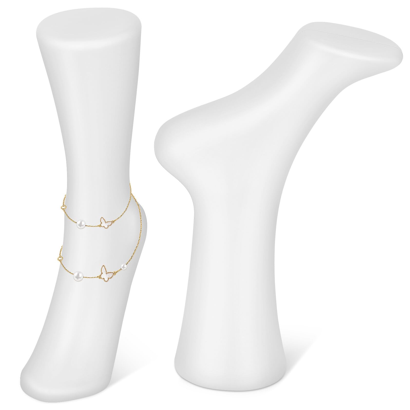 Mipcase Mannequins de Pied en Plastique Blanc, Lot de 2, Surface Lisse et Construction Robuste, Modèle Réaliste pour Présentation de Chaussettes Lors D'événements