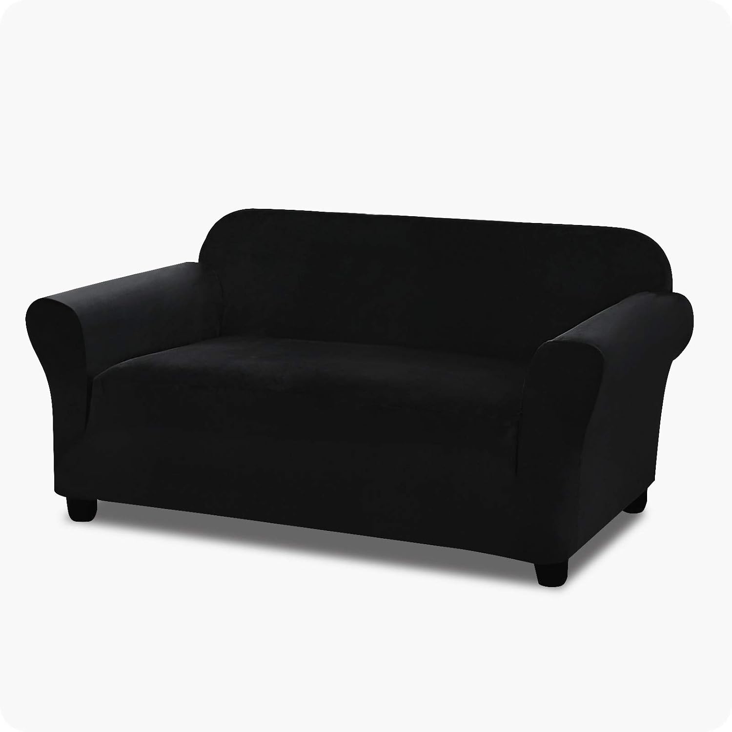 Argstar Velvet Sofa Couch Cover, Stretchable Cover for Sofa 3 Seats, Fitted Elastic Sofa Cover for Living Room, Furniture Protector for Couch, 3 Seat Couch Cover, Sofa Cover One Piece, Black