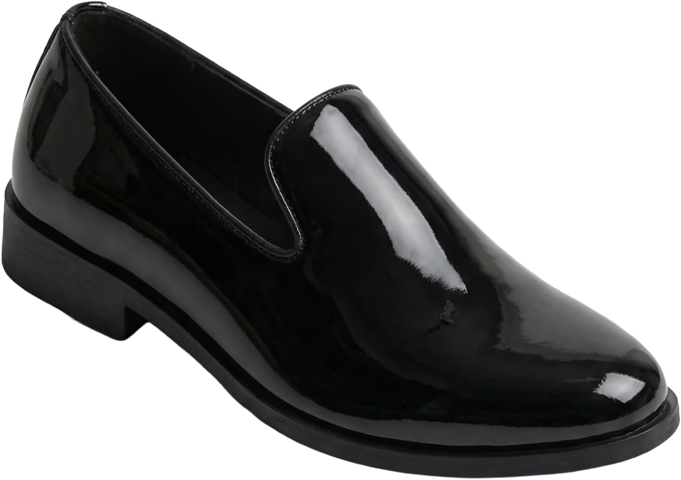 SIRRI Boys Patent Black Loafers Slip On Shoes Black Tie Wedding Prom Formal Footwear