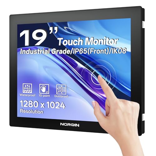 Image of 19 Inch Industrial Touchscreen Monitor,10-Point Capacitive Touch IP65 LCD Display 4:3,with VESA HDMI /VGA /DVI /USB /Audio,for Medical & Industrial & Kiosks POS.1280 * 1024