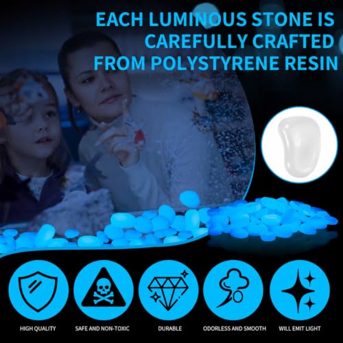 Image of Landical 300 Pcs 1.8 Inch Large Glow in The Dark Rocks Glow in The Darks Pebbles Outdoor Fish Tank Rock Aquarium Luminous Stone for Landscaping Succulent Plant Decor, 4700g /10.36lbs(White)
