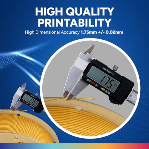 Image of OVERTURE PLA Plus (PLA+) Filament 1.75mm, Stronger & More Durable, Professional Toughness 3D Printer Filament 1kg (2.2lbs), High Precision + /- 0.02mm, Tangle-Free (Royal Gold)
