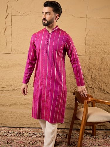 Image of Men's Embroidered Solid Calf Length Kurtas | Men | Kurtas for Mens | Straight Fit Kurta for Men's