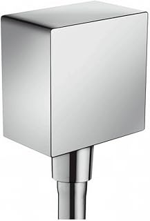 hansgrohe FixFit - eckiger Wandanschluss mit Rückflussverhinderer, Schlauchanschluss Dusche, Wandanschlussbogen, Chrom, 1.00