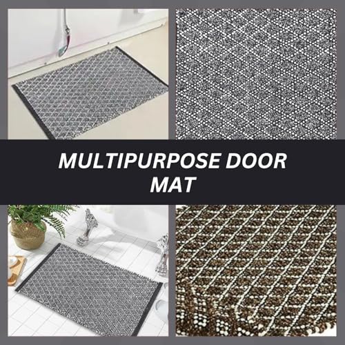 Image of Door Mats for Home | Door Mats for Home Entrance | Door Mat for Bathroom| Soft & Super Absorbent Mats for Shower | Washable, Non-Slip & Quick-Drying Mats (Pack of 2) (Gray)