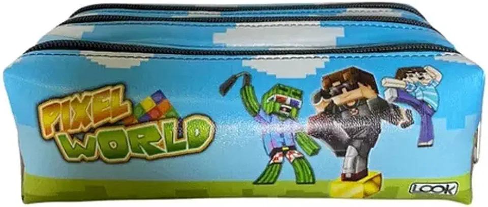 Estojo Triplo Infantil Juvenil Mundo Pixel World