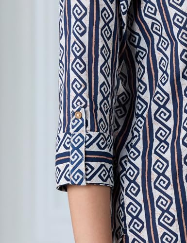 Image of Amazon Brand - Myx Women's Screen Print Straight Printed Regular Cotton Short Kurti (Available in Plus Sizes)