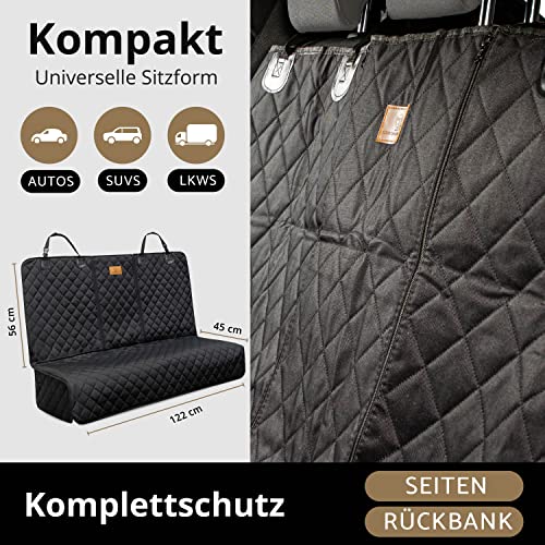 AMZPET Hunde-Autositzbezug (Kompakt: 122 cm) – Wasserfest – rutschfest & Kratzfest – Strapazierfähig – 56 x 45 x 122 cm