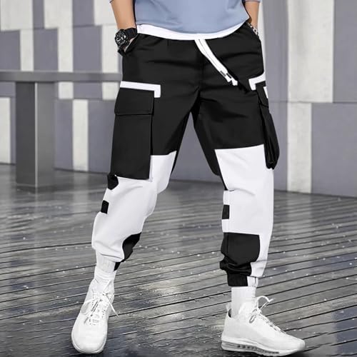 XYXIONGMAO Men's Black Multi-Pocket Sweatpants Pleated Techwear Joggers Overalls Casual Hip Hop Streetwear Loose Cargo Pants4