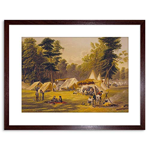 WAR PAINTING AMERICAN CIVIL CONFEDERATE ARMY CAMP FRAMED PRINT F97X5109