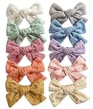 4' Big Hair Bow Clips for Girl, 10pcs Embroidered Fully Lined Alligator Clip Hair Accessories for Infants Toddler Little Girls Children by Cherssy