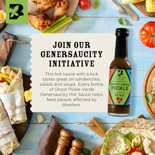 Image of Butterfly Bakery of Vermont - Ghost Verde Pickle Genersaucity Hot Sauce, Bold Medium-Hot Heat, Spicy Pickled Flavor - Vegan & Vegetarian - Made with Natural, Vermont-Grown Ingredients, 5 fl oz