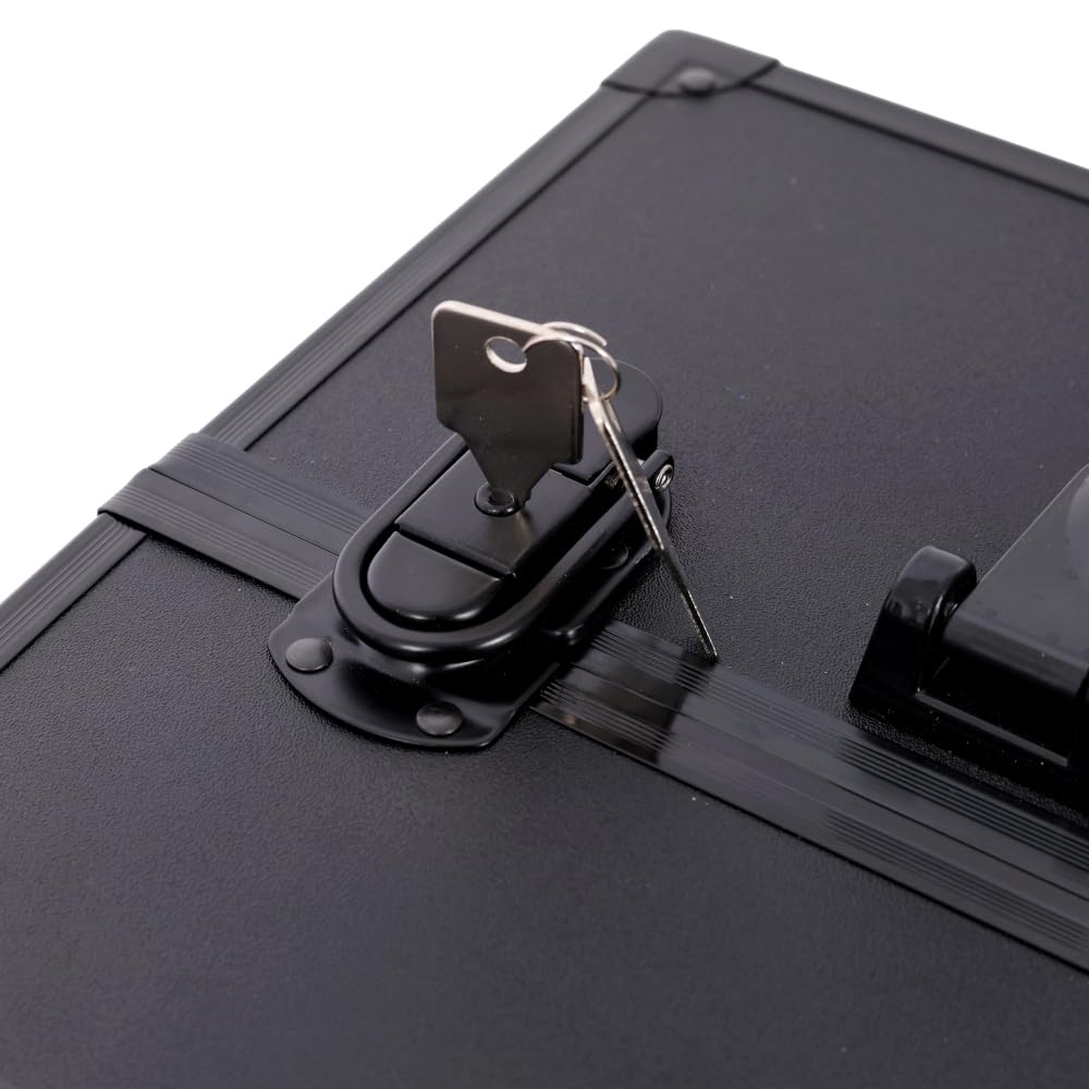 Profesjonalne etui na przybory do makijażu, 35 cm, duże pudełko na przybory do makijażu, organizer z zamkiem i 6 regulowanymi tacami, twarda obudowa, do przechowywania przyborów