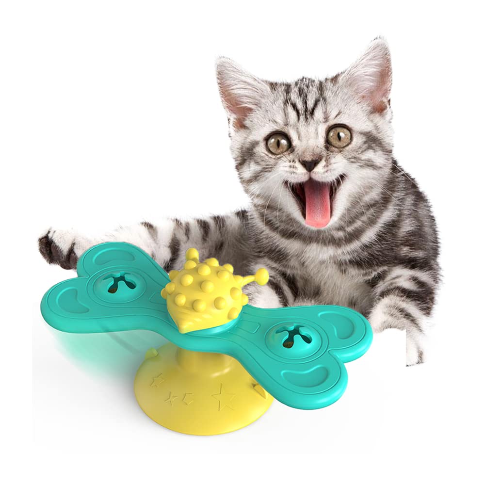 The Pets Company Windmill Cat Toy with Catnip and Teaser Bell | Suction Cup Brush for Teeth Cleaning | for Kittens + Older Cats | Interactive Cat Playing Toy, Yellow (B0BHPB8F8N) Amazon Price History, Amazon Price Tracker