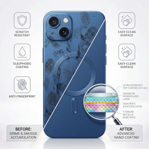Image of amazon basics Premium Mag-Safe Case for iPhone 15 Plus | Shockproof & Anti-Scratch Cover | Soft Silicone with Wireless Charging | Camera Lens Guard - Blue
