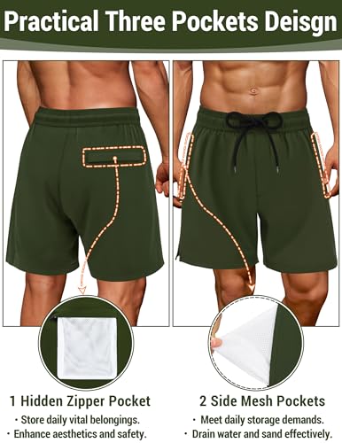 Olreco Mens Swim Trunks with Compression Liner 7 Inch Quick Dry Mens Bathing Suit Men Swim Shorts Men's Board Shorts Swimwear2