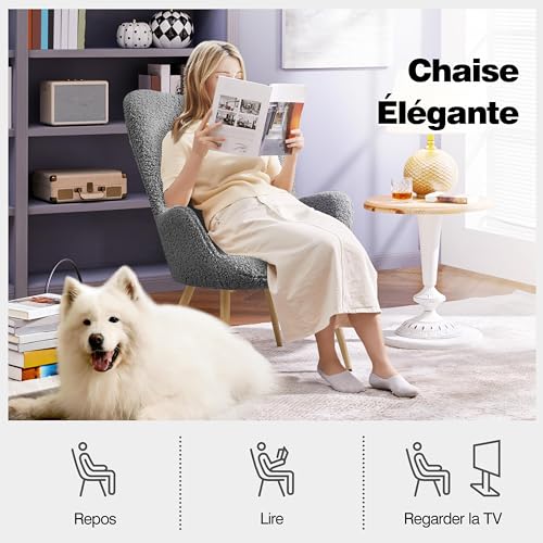 Fauteuil Bouclette Gris Dossier Haut Pliable Yaheetech