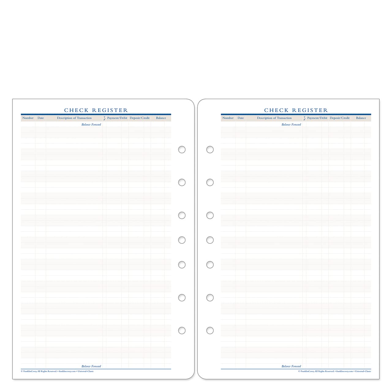 Amazon.com : FranklinCovey - Check Register | Checkbook Register Addition  for Planners (Classic) : Office Products