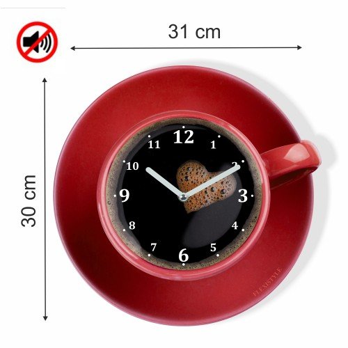 Horloge murale cuisine moderne rouge Perfetta en acrylique Flexistyle