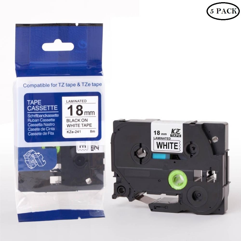 Compatible for Brother TZ Label Tape Black On White (Compatible for Brother TZ 241 18MM) (Pack of 5)