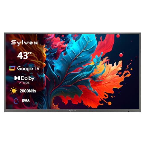 Image of SYLVOX Full Sun Outdoor TV, 43'' QLED Smart TV, IP55 Waterproof, Dolby Vision HDR, Voice Remote,2000nits Weatherproof Television, Chromecast Built-in for Full Sun Area(Pool Pro QLED 3.0)
